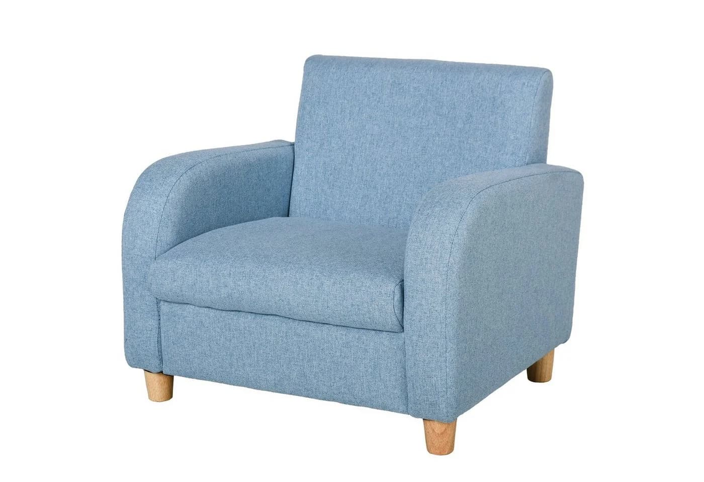HOMCOM Kindersofa Blau mit Massivholz und weicher Polsterung