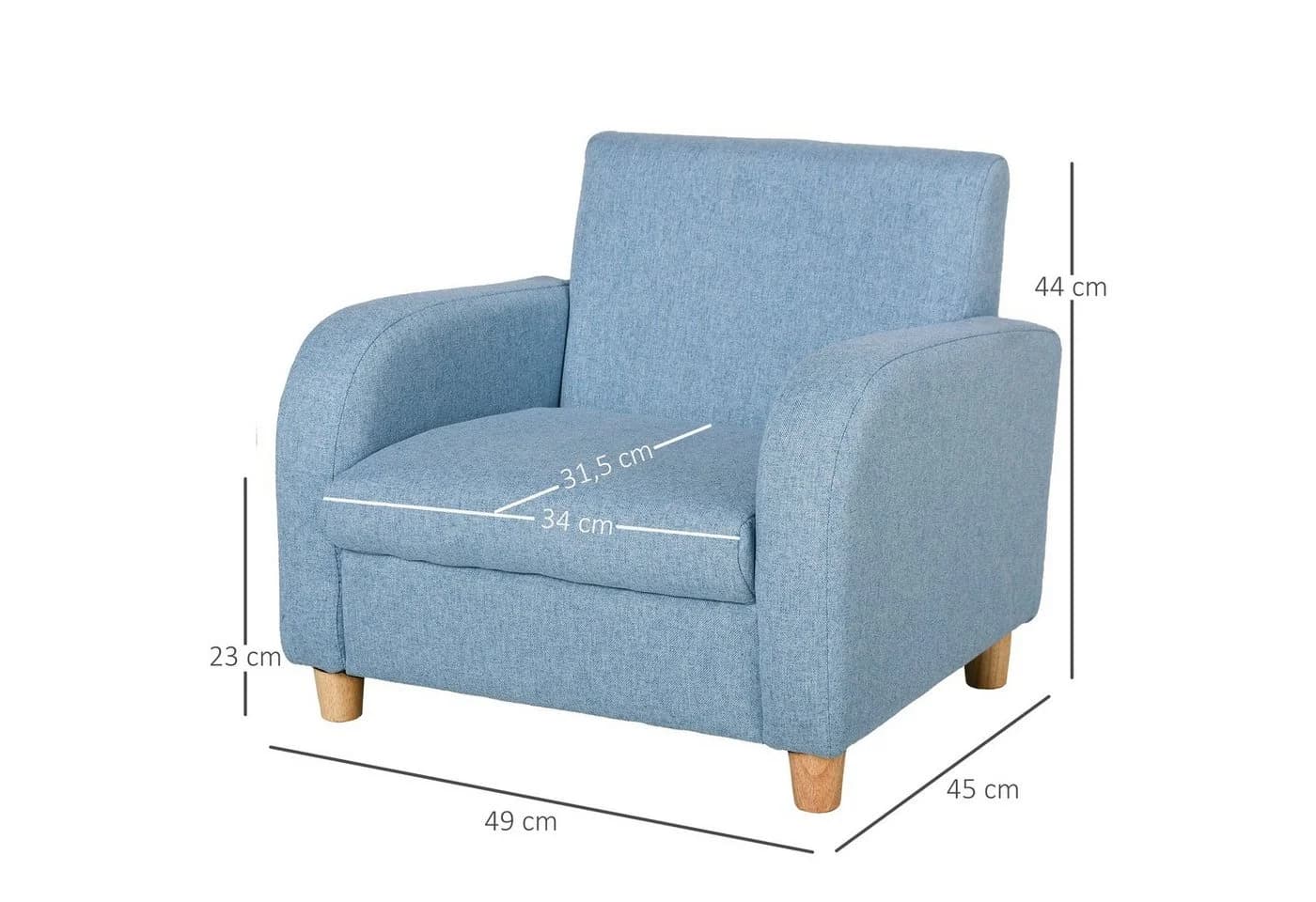 HOMCOM Kindersofa Blau mit Massivholz und weicher Polsterung - Bild 3