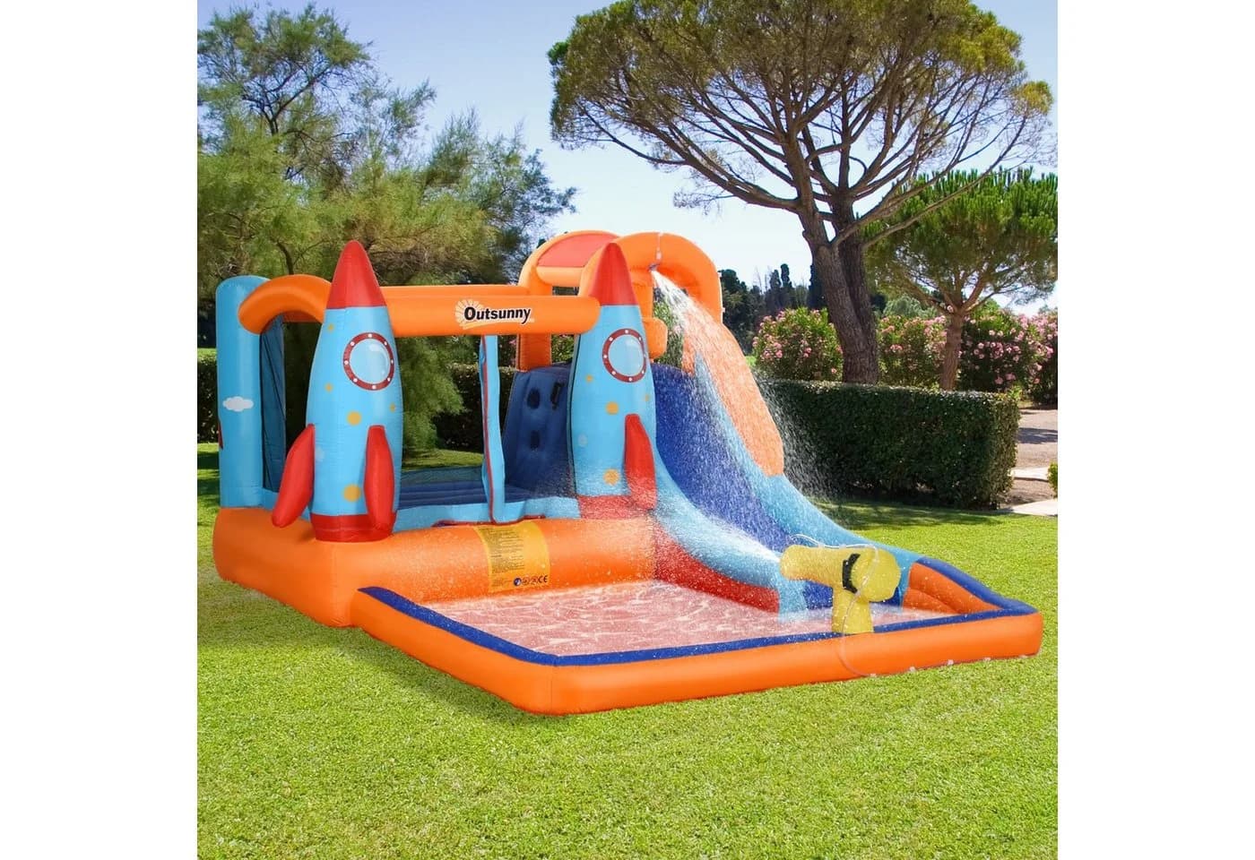 Outsunny Hüpfburg Aufblasbar mit Rutsche und Pool Bunt - Bild 2