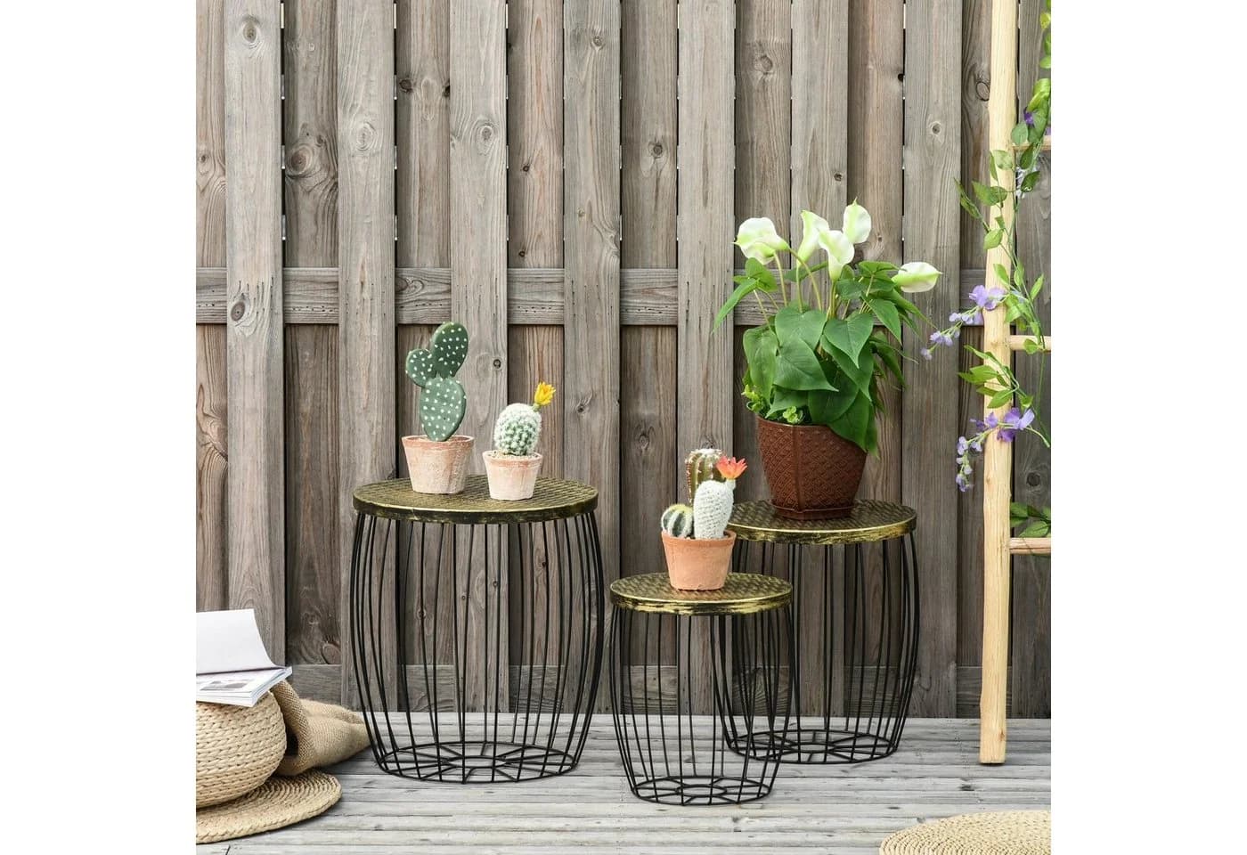 Outsunny Gartentisch Set 3-tlg. Metall Rattan - Bild 2