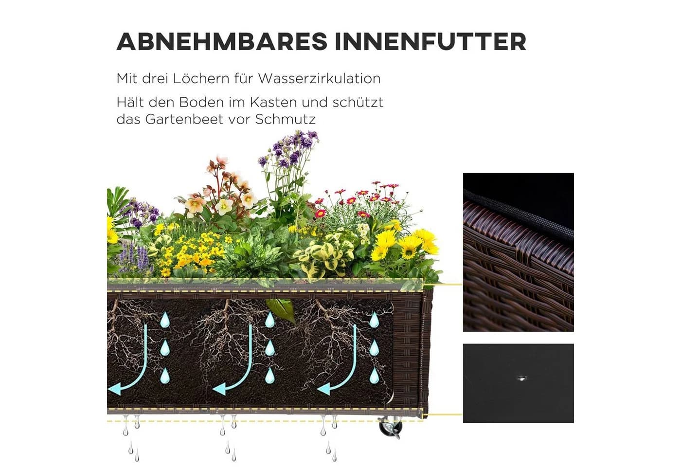 Outsunny Hochbeet Pflanzkasten mit Abflusslöchern Kaffee-Braun - Bild 5