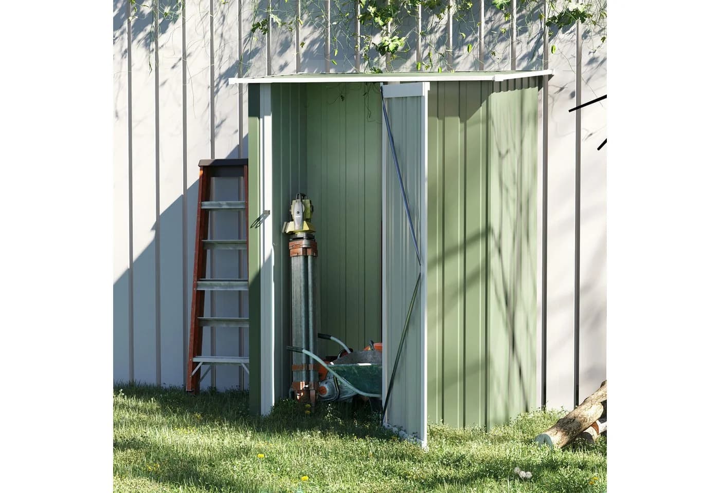 Outsunny Geräteschuppen aus Stahl grün mit Tür