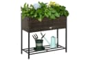 Outsunny Blumenkasten mit Füßen PE-Rattan Metall Braun Bild 1