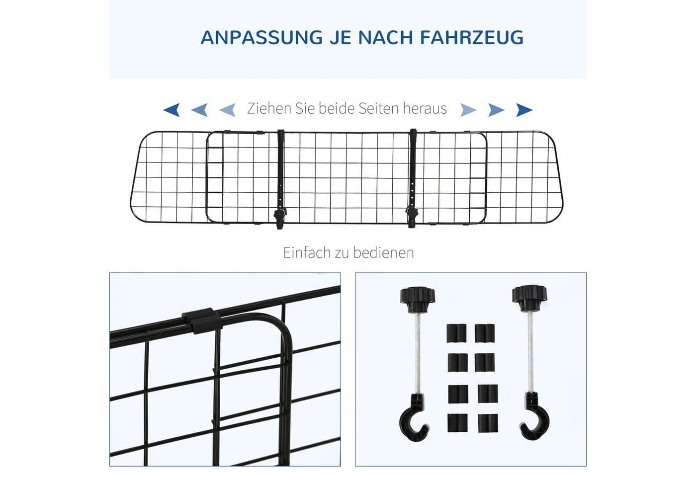 PawHut Verstellbares Hundegitter Schwarz Metall - Bild 4
