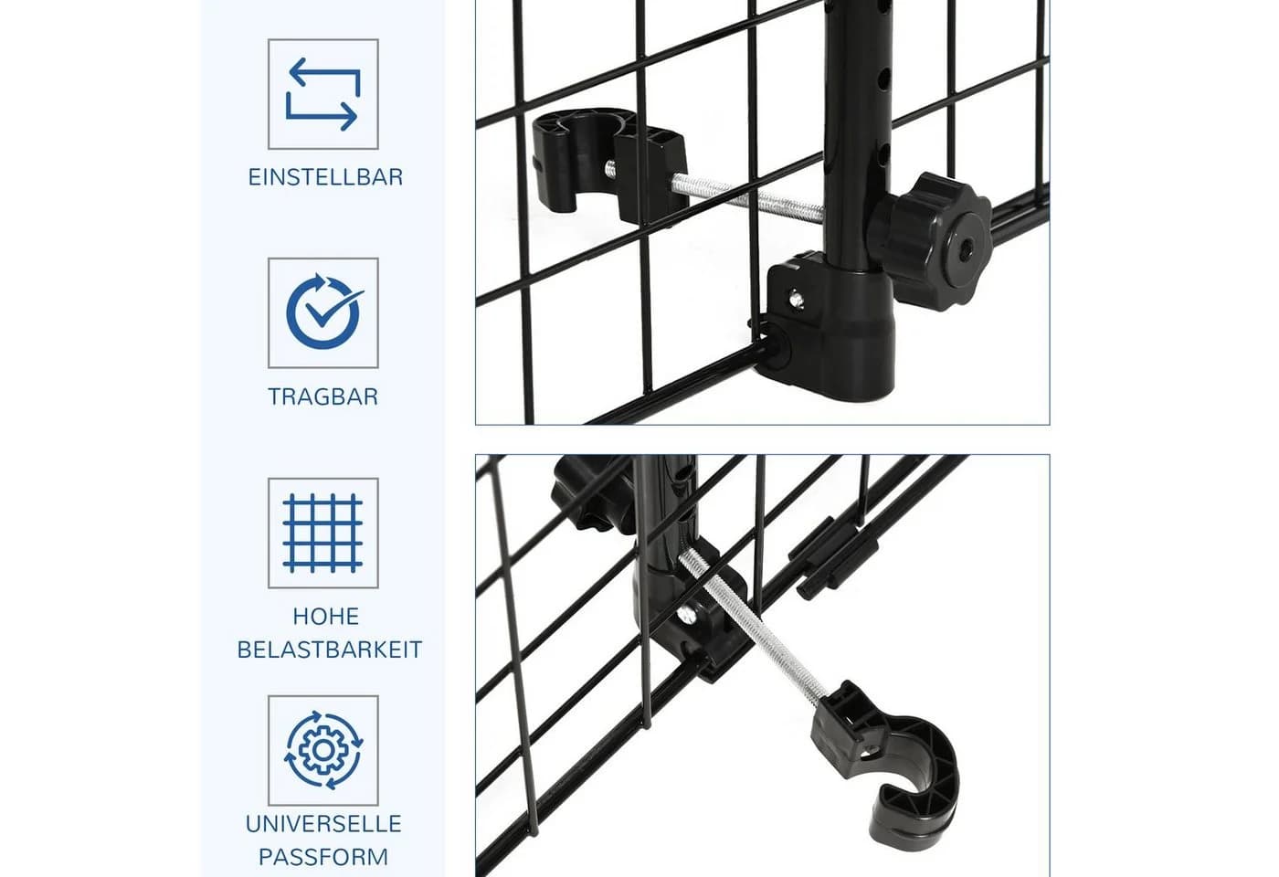 PawHut Verstellbares Hundegitter Schwarz Metall - Bild 5