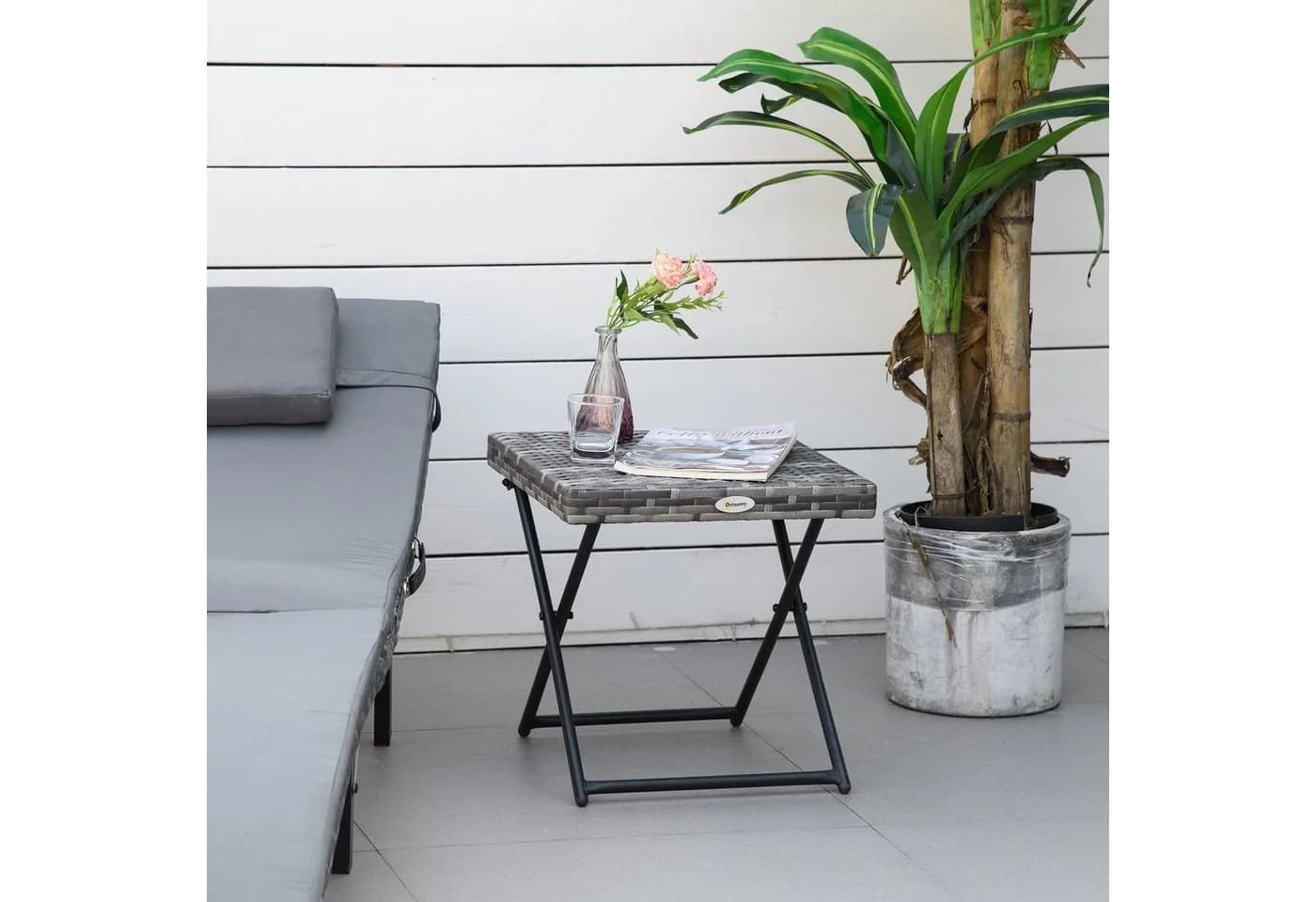 Outsunny Klapptisch Grau Polyrattan 40x40x40 cm - Bild 2