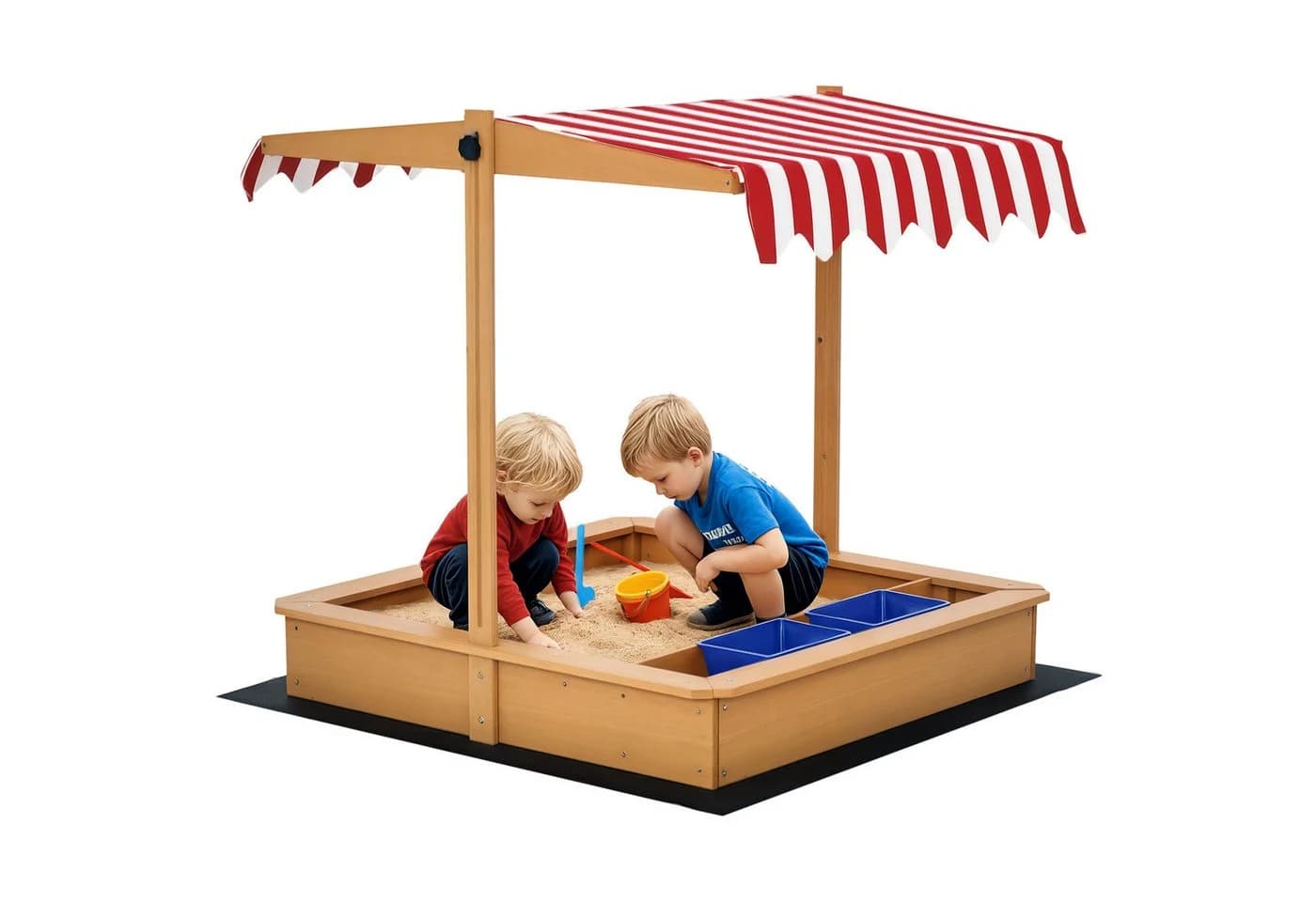 Outsunny Sandkasten mit Abdeckung Dach, Sandmuschel, 1-tlg., Sandkiste, Gelb