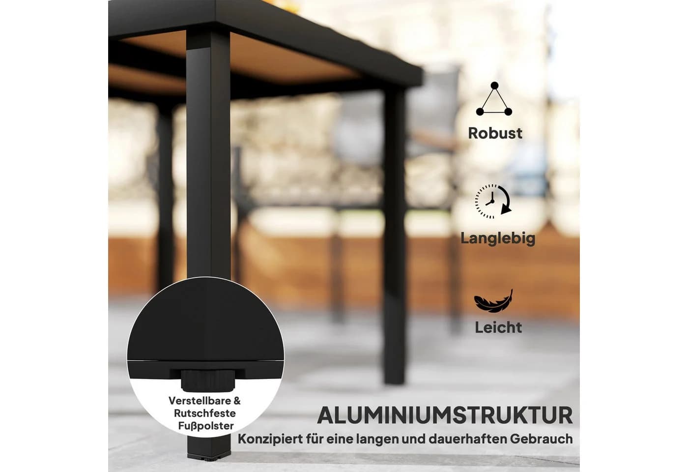 Outsunny Gartentisch Aluminium Kunststoff - Bild 5