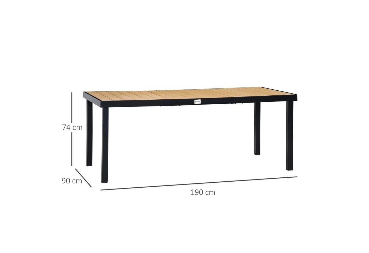 Outsunny Gartentisch 8 Personen Aluminium Kunststoff Natur Schwarz - Bild 3