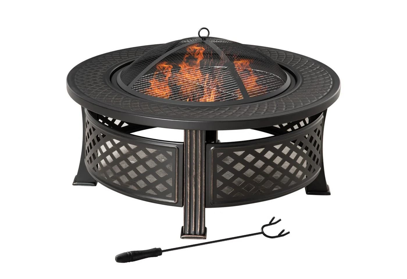 Outsunny Feuerschale für Garten Camping BBQ, Stahl Schwarz
