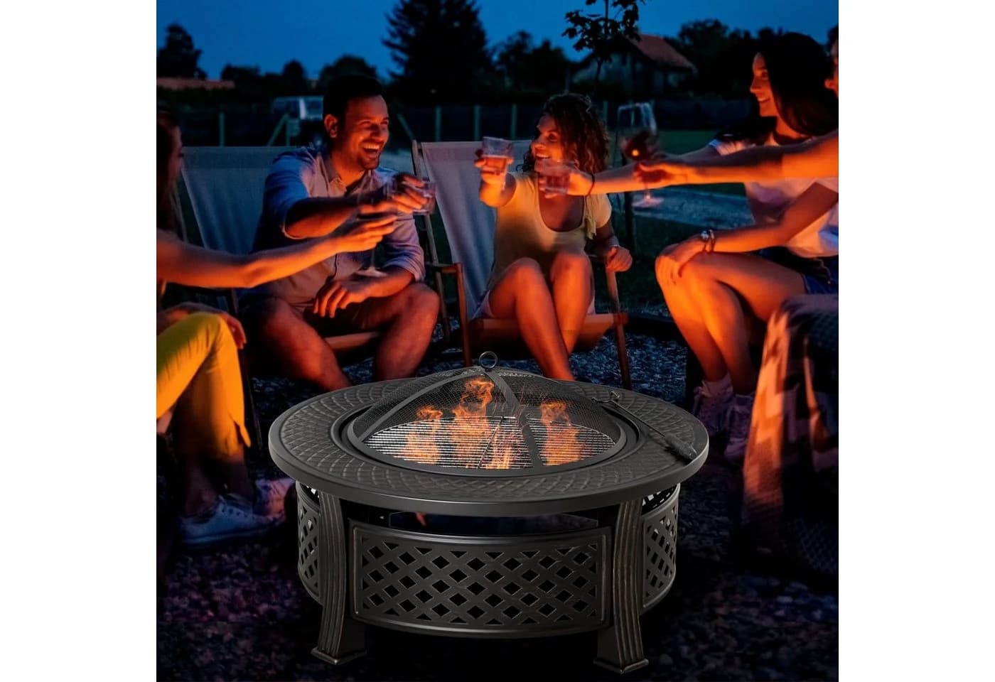 Outsunny Feuerschale für Garten Camping BBQ, Stahl Schwarz - Bild 2