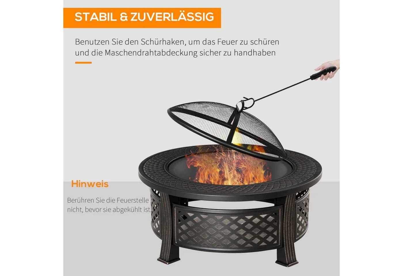Outsunny Feuerschale für Garten Camping BBQ, Stahl Schwarz - Bild 4