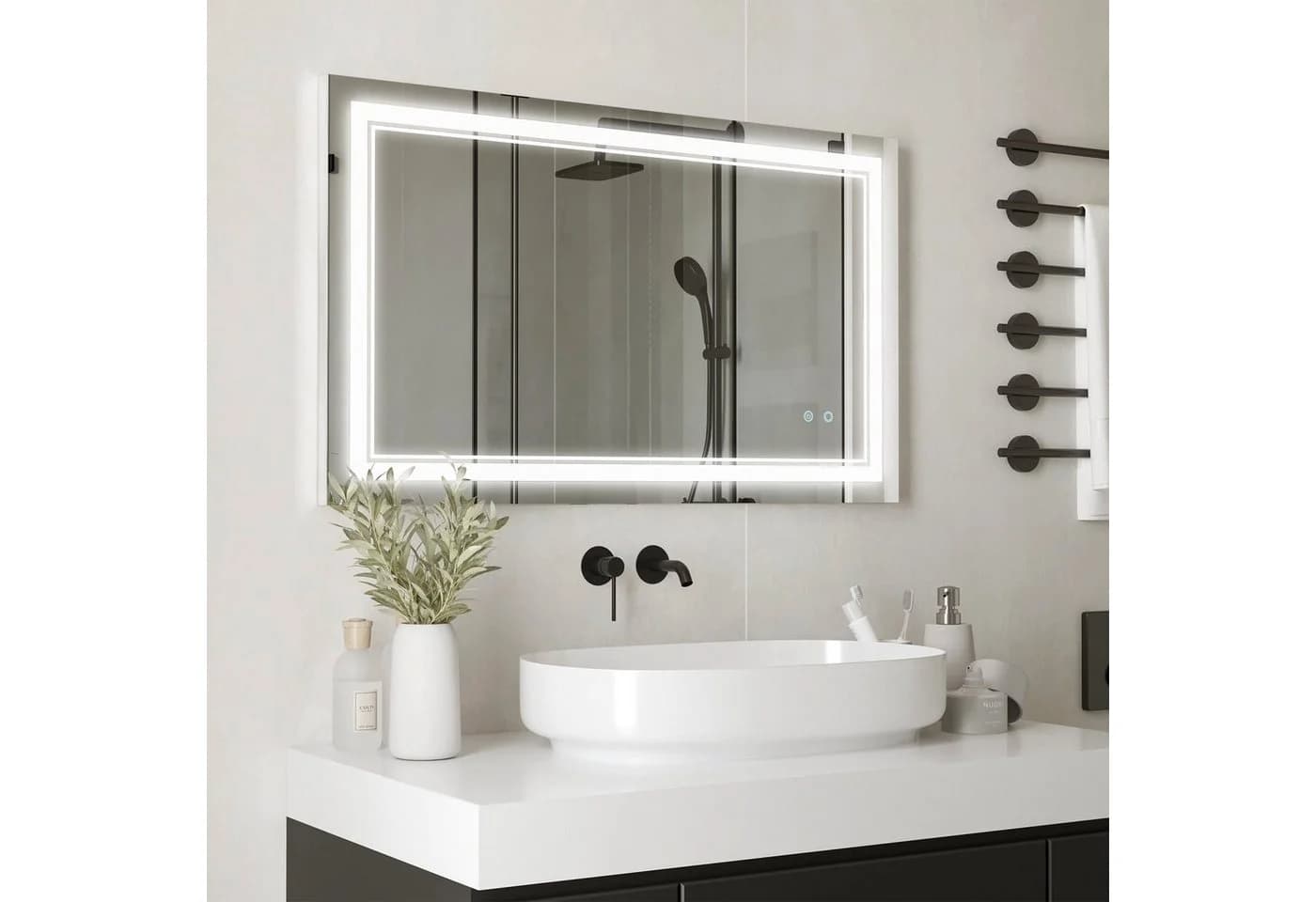 Kleankin LED Badspiegel Silber Touchschalter IP44 - Bild 2