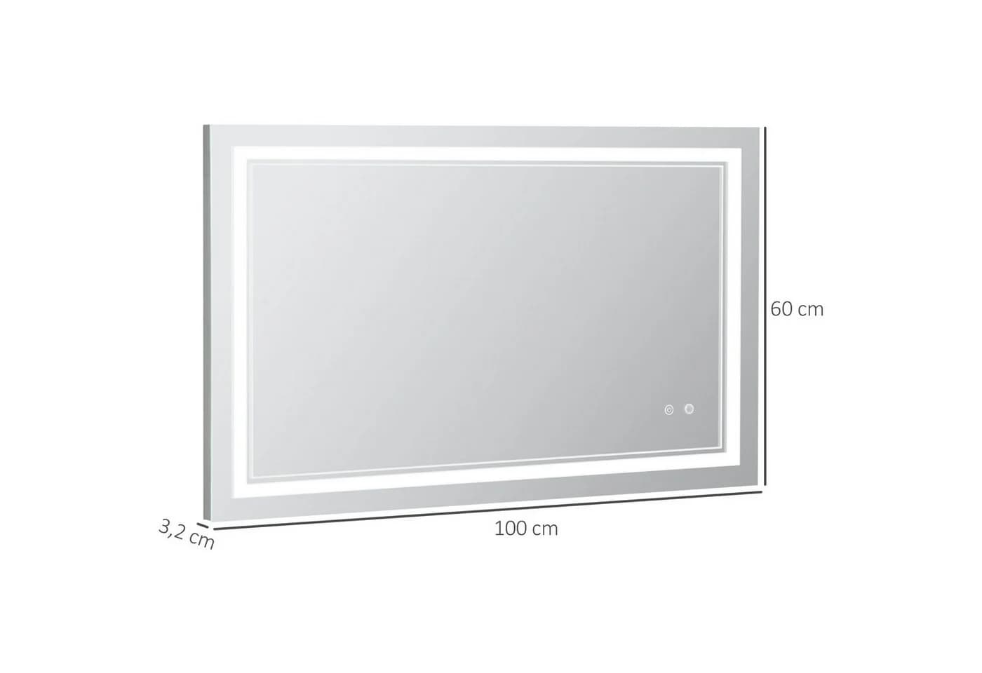 Kleankin LED Badspiegel Silber Touchschalter IP44 - Bild 3