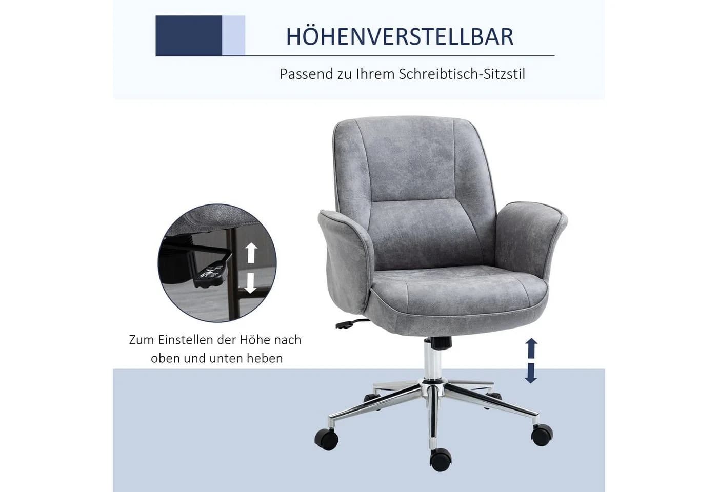 Vinsetto Bürostuhl höhenverstellbar mit Wippenfunktion Hellgrau - Bild 4