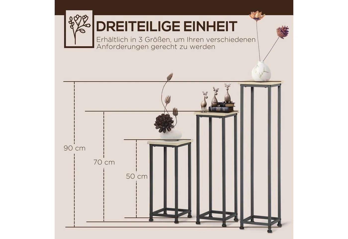 Outsunny Blumenständer 3-tlg. Schwarz/Braun Industriedesign - Bild 4