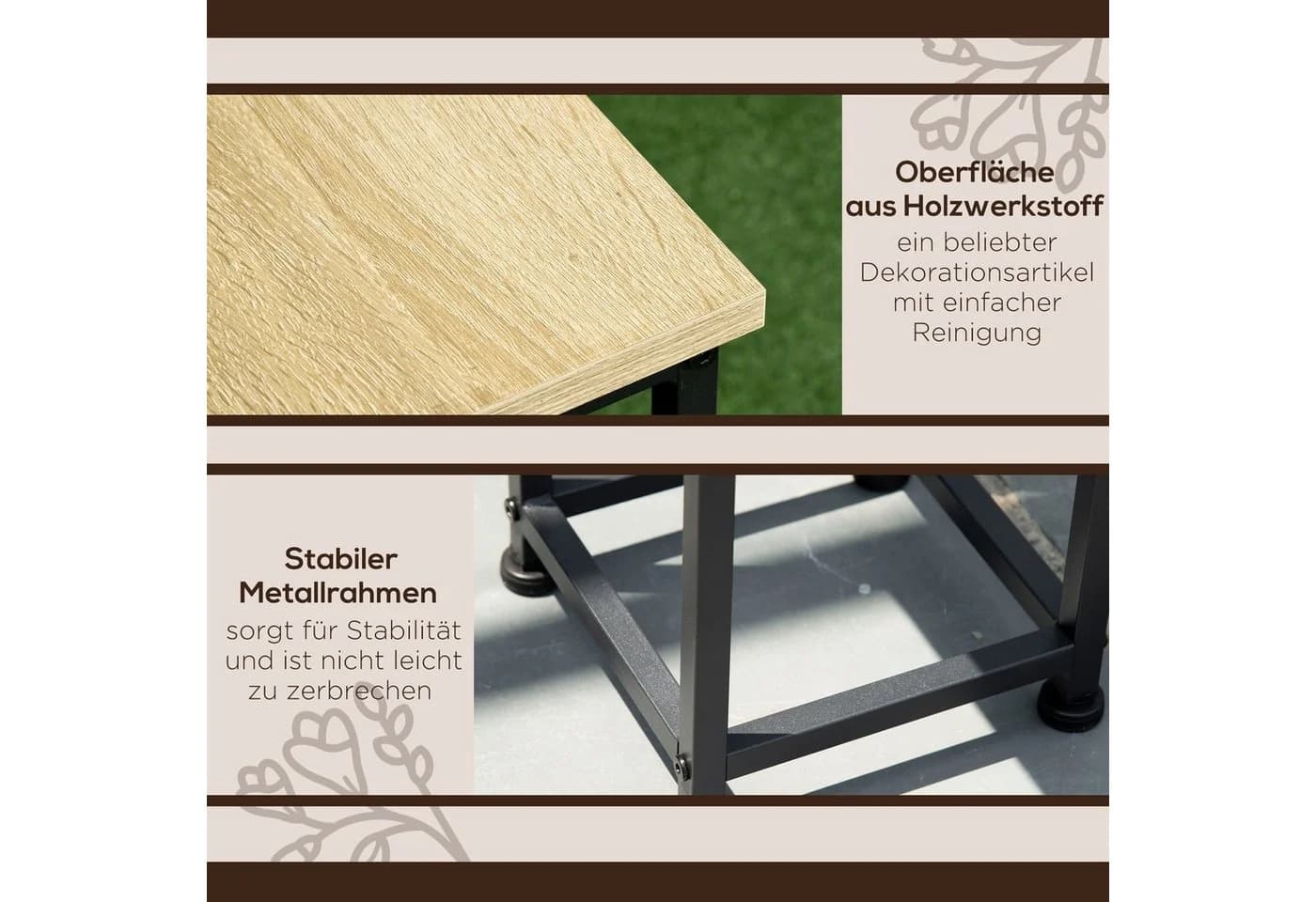 Outsunny Blumenständer 3-tlg. Schwarz/Braun Industriedesign - Bild 5