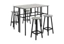 HOMCOM Bartisch-Set im Industriedesign, 6-teilig Essgruppe 2 Bartisch mit 4 Stühlen Grau, Schwarz Bild 2
