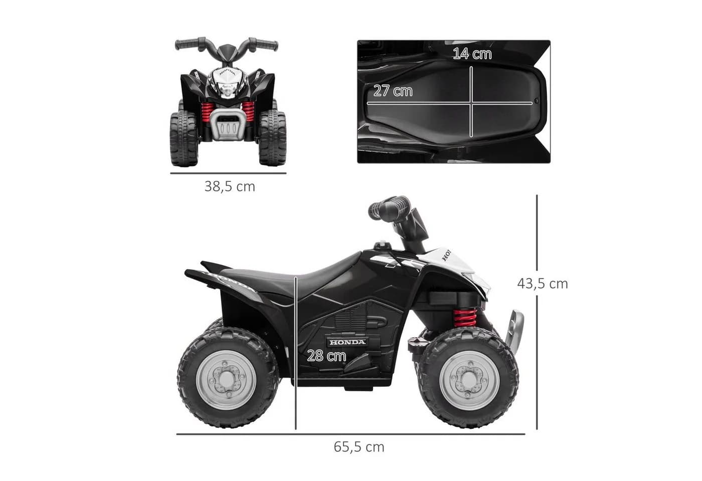 AIYAPLAY Elektro-Kinderquad Schwarz 25 kg Belastbarkeit - Bild 3