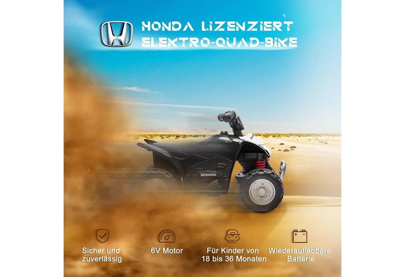 AIYAPLAY Elektro-Kinderquad Schwarz 25 kg Belastbarkeit - Bild 4