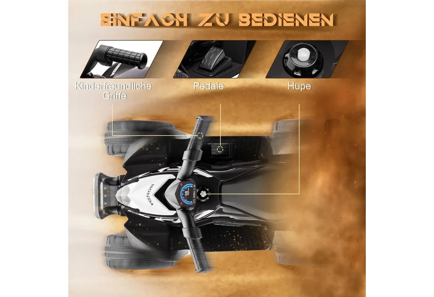 AIYAPLAY Elektro-Kinderquad Schwarz 25 kg Belastbarkeit - Bild 5