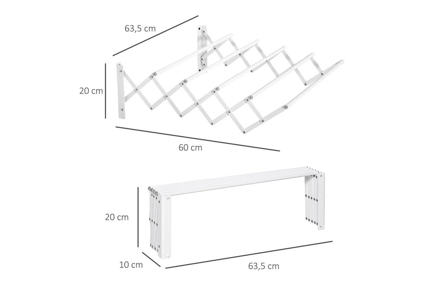 HOMCOM Wäscheständer klappbar platzsparend Metall Weiß - Bild 3