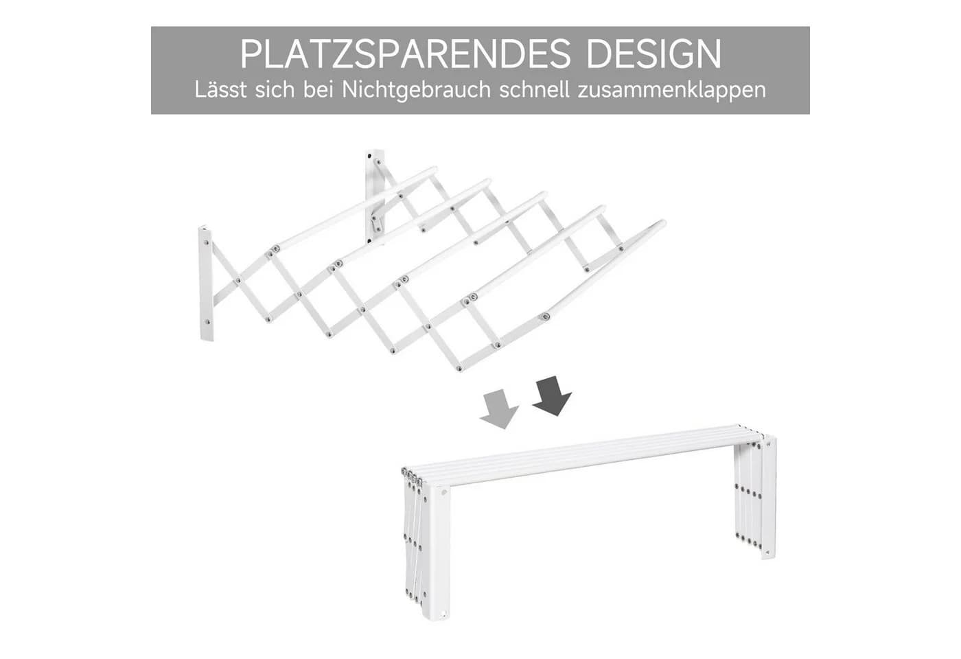 HOMCOM Wäscheständer klappbar platzsparend Metall Weiß - Bild 5