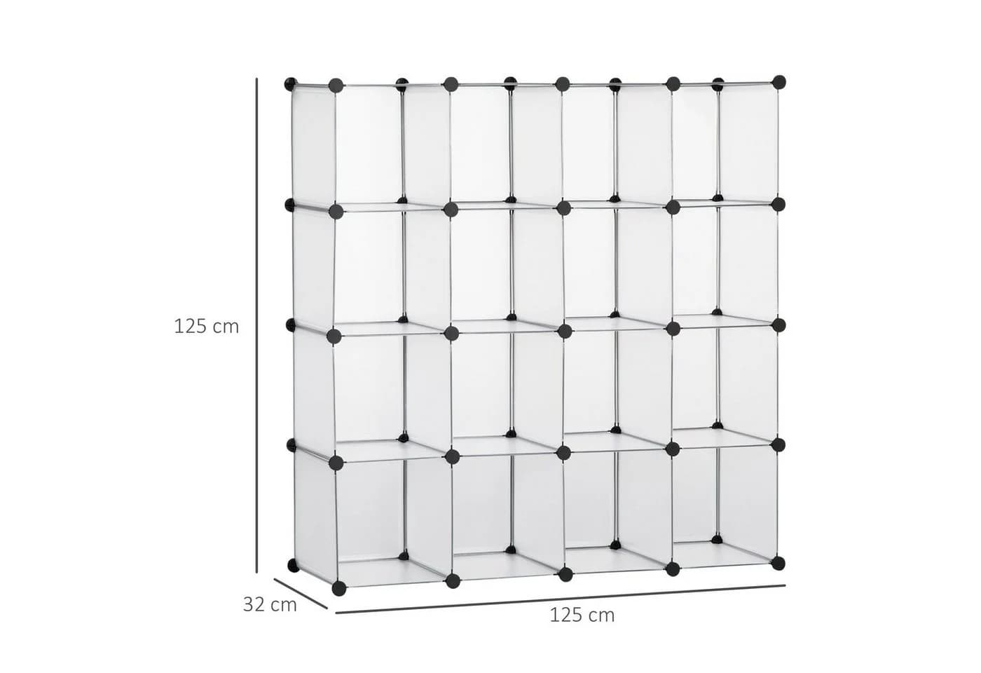HOMCOM Kommode DIY Regalsystem mit 16 Würfeln Kunststoff Stahl Weiß - Bild 3