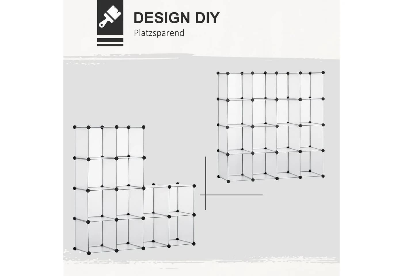 HOMCOM Kommode DIY Regalsystem mit 16 Würfeln Kunststoff Stahl Weiß - Bild 5