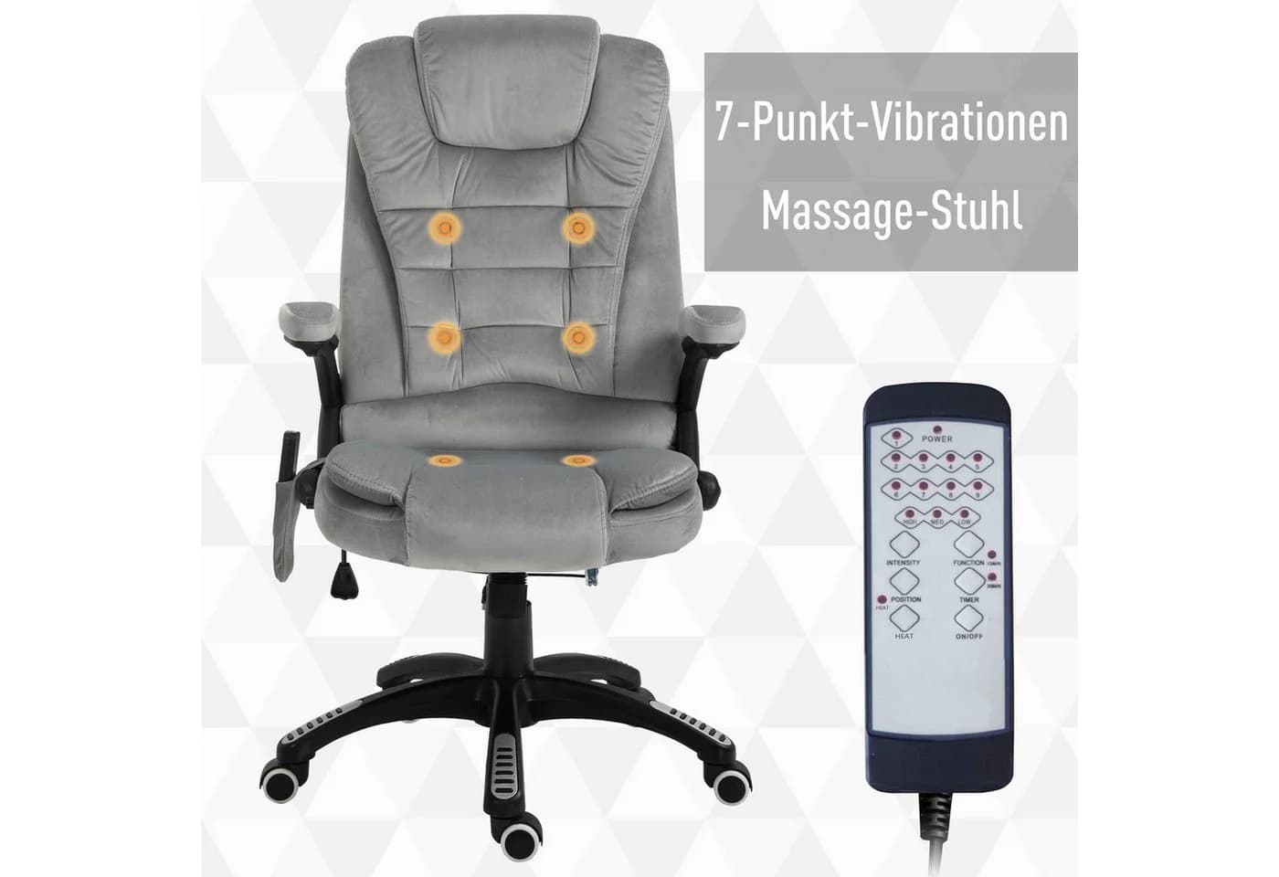Vinsetto Schreibtischstuhl Grau mit Massage, Heizung & Liegefunktion - Bild 5