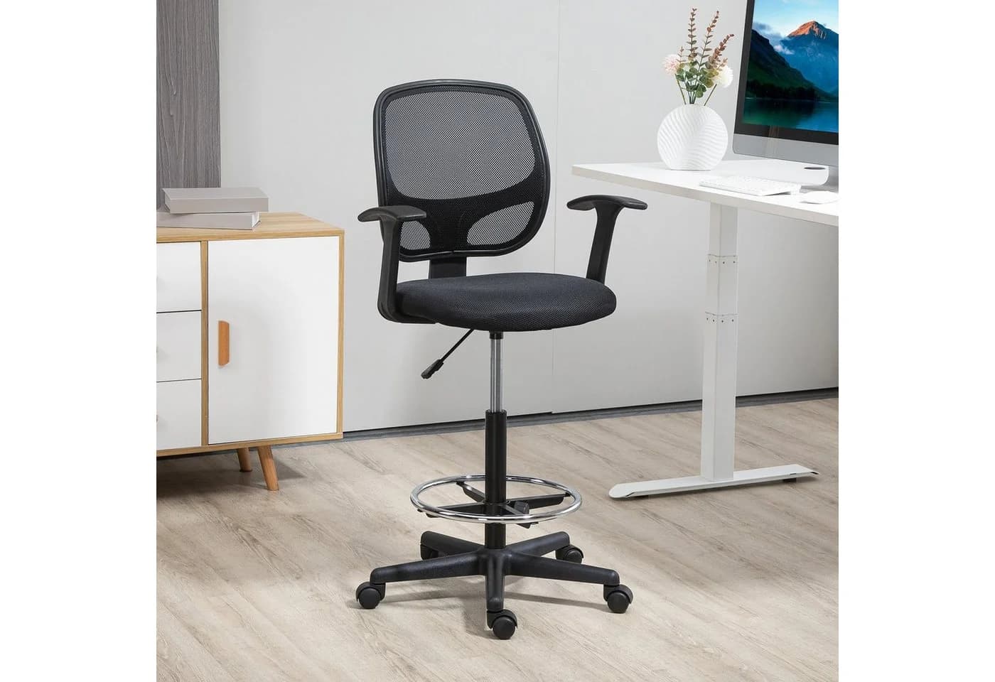 Vinsetto Ergonomischer Bürostuhl Schwarz mit Mesh-Rückenlehne und Fußstütze - Bild 2