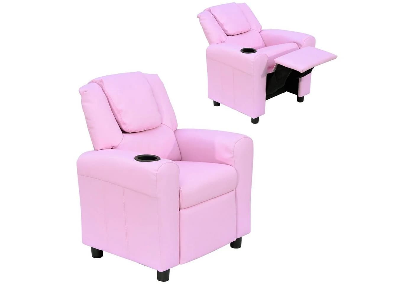 HOMCOM Kindersessel Rosa mit Liegefunktion und Becherhalter - Bild 2