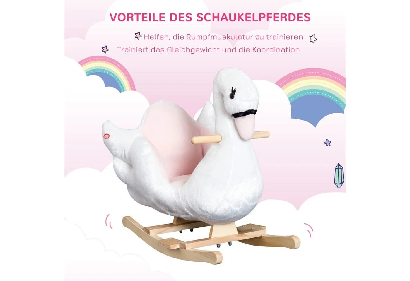 HOMCOM Schaukeltier Schaukelpferd Rosa Weiß - Bild 5