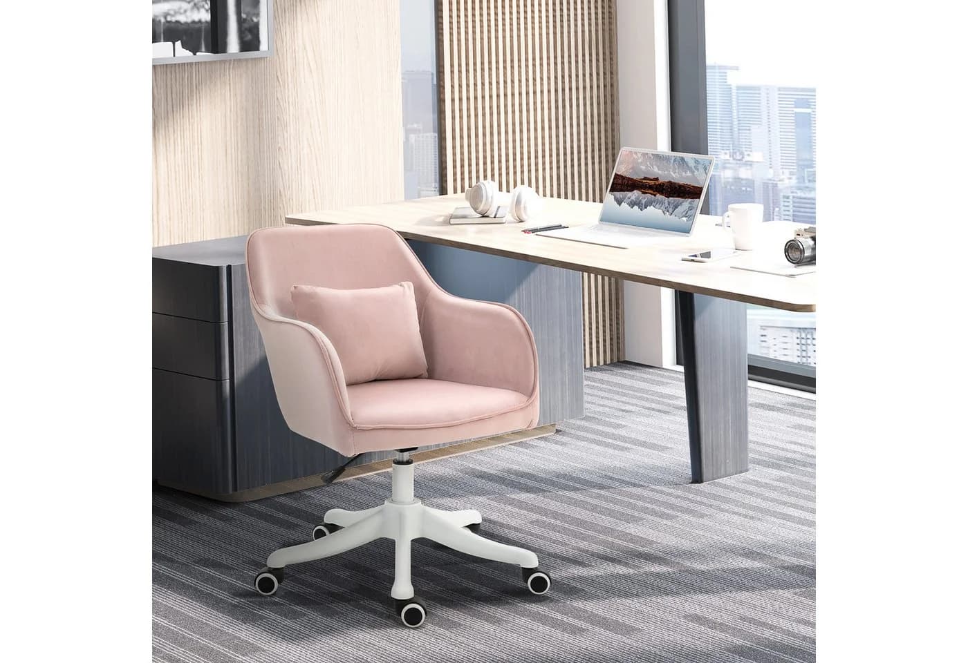 Vinsetto Schreibtischstuhl Rosa mit Vibrationsmassage und USB-Ladeanschluss - Bild 2