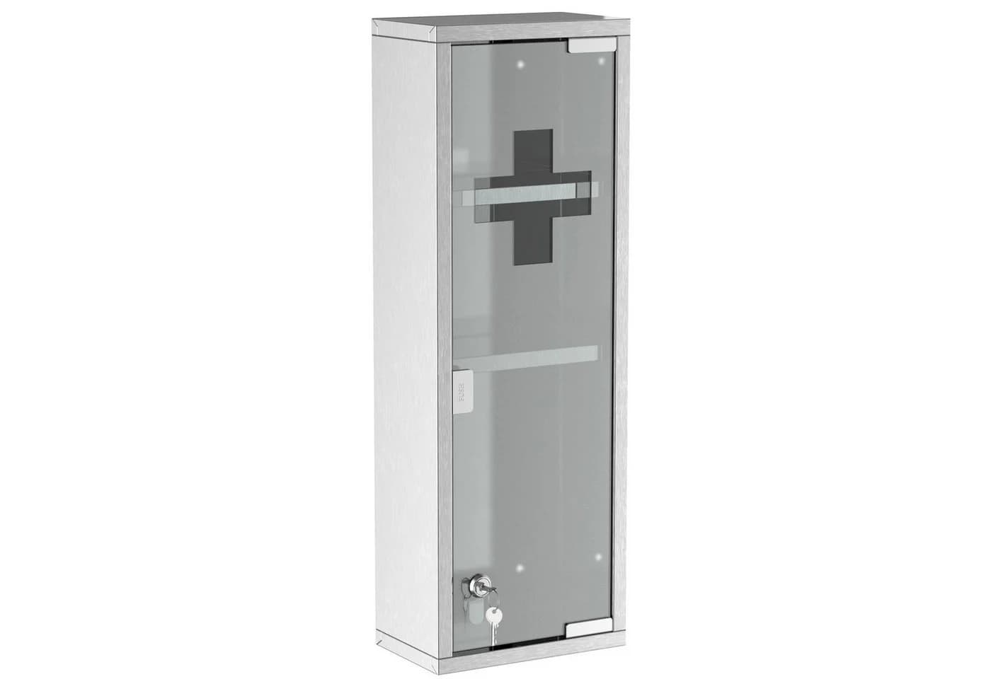 Kleankin Medizinschrank Silber mit Schloss und 3 Fächern