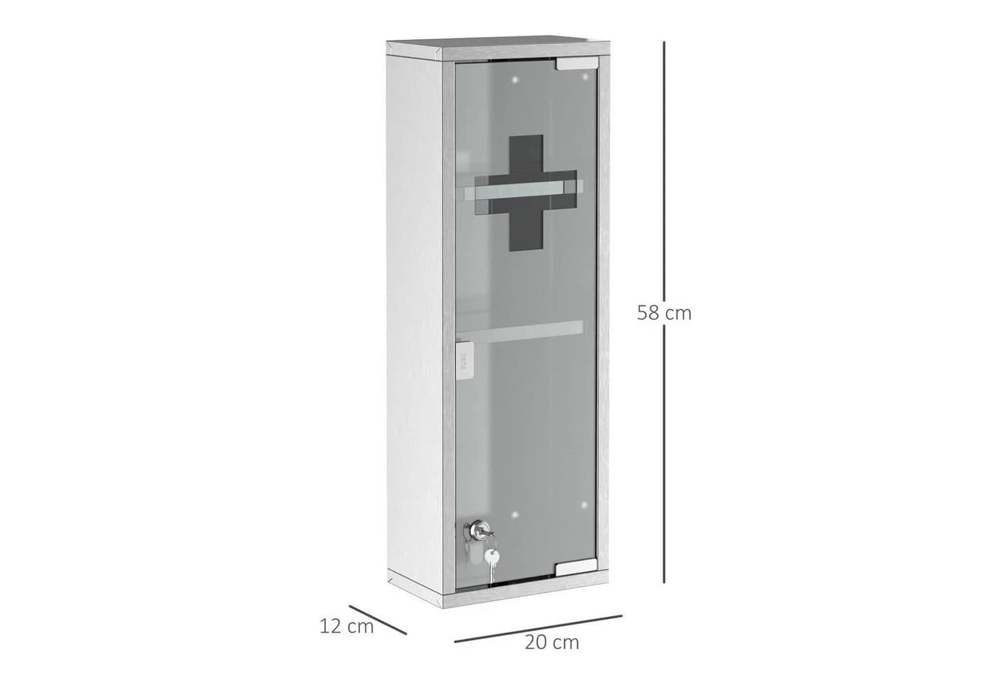 Kleankin Medizinschrank Silber mit Schloss und 3 Fächern - Bild 3