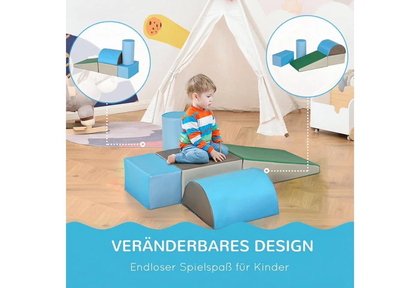 HOMCOM Bauklötze Bunt Schaumstoff für Kinder 1-3 Jahre - Bild 4