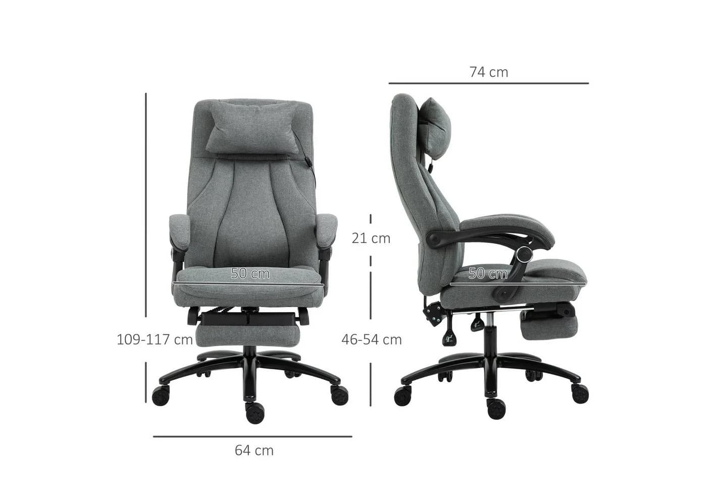 Vinsetto Schreibtischstuhl Bürostuhl mit Massagefunktion - Bild 5
