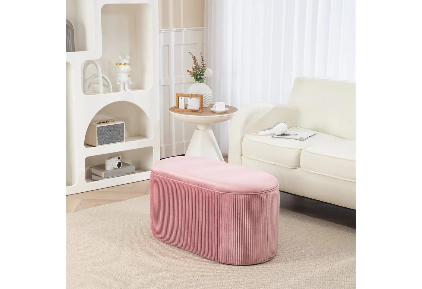 HOMCOM Sitzbank Rosa mit Stauraum und Polsterung - Bild 2