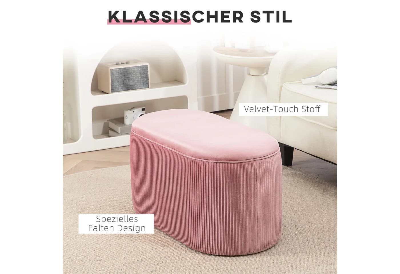 HOMCOM Sitzbank Rosa mit Stauraum und Polsterung - Bild 4