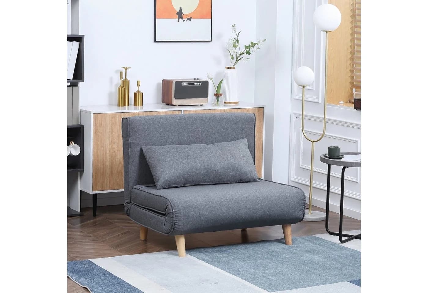 HOMCOM Sessel mit Bettfunktion und verstellbarer Lehne Grau - Bild 2