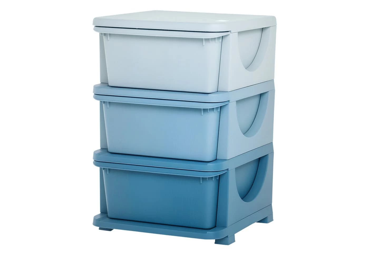HOMCOM Spielzeugtruhe Blau mit 3 Schubladen