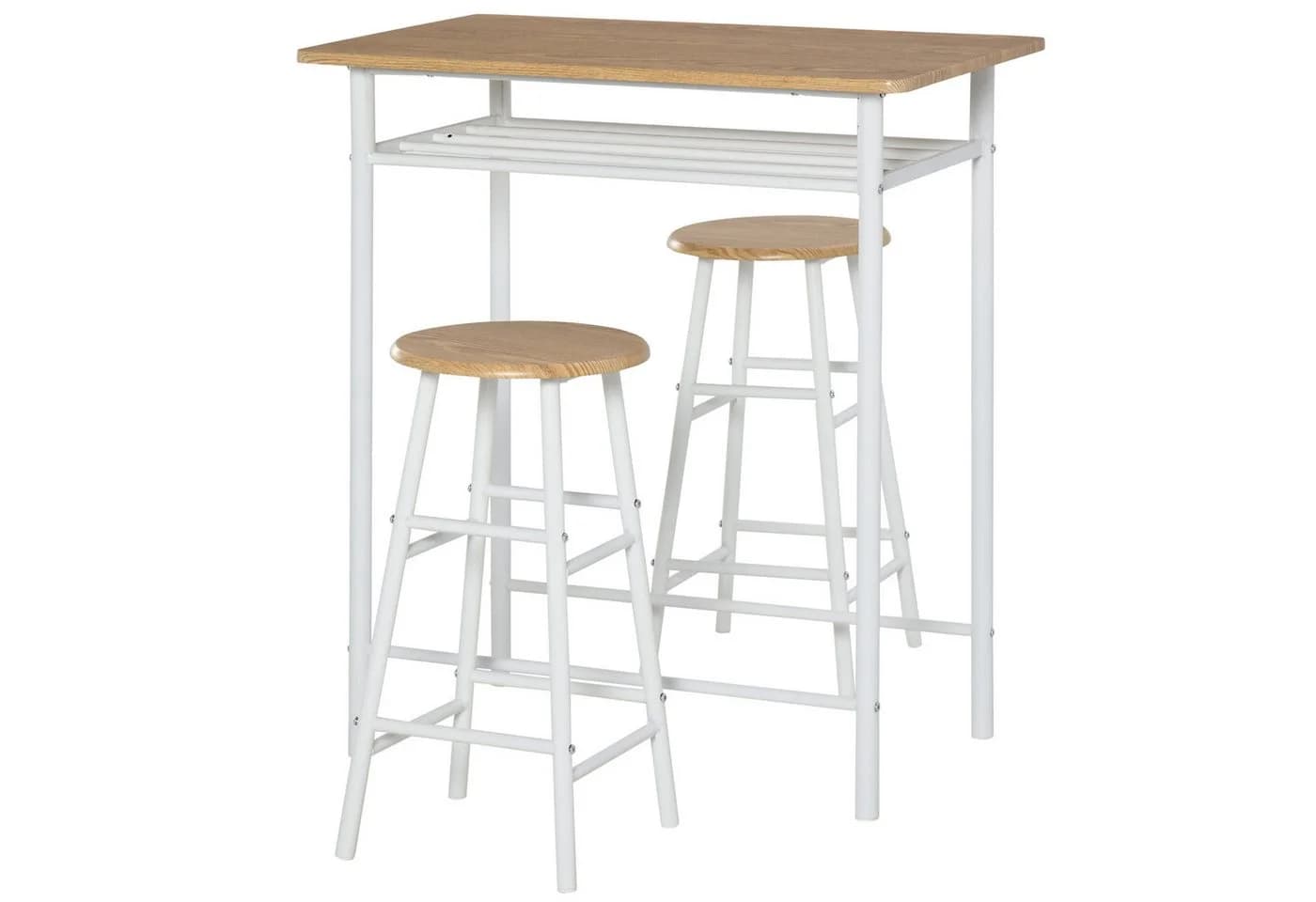 HOMCOM Bartisch Set 3-teilig mit Lagerregal Schwarz - Bild 2
