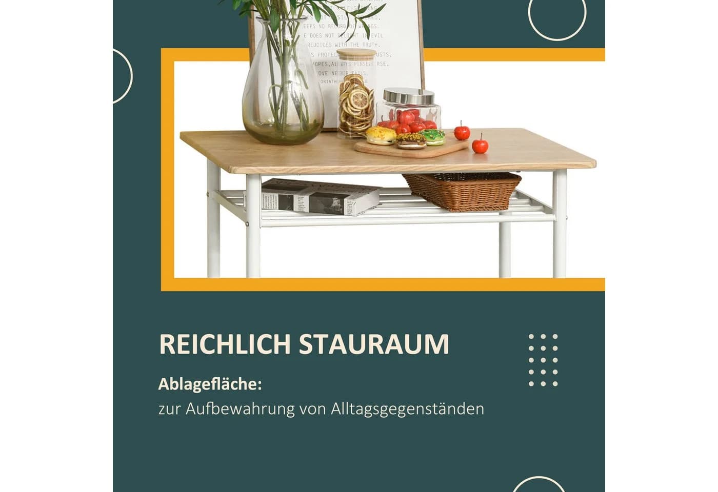 HOMCOM Bartisch Set 3-teilig mit Lagerregal Schwarz - Bild 4