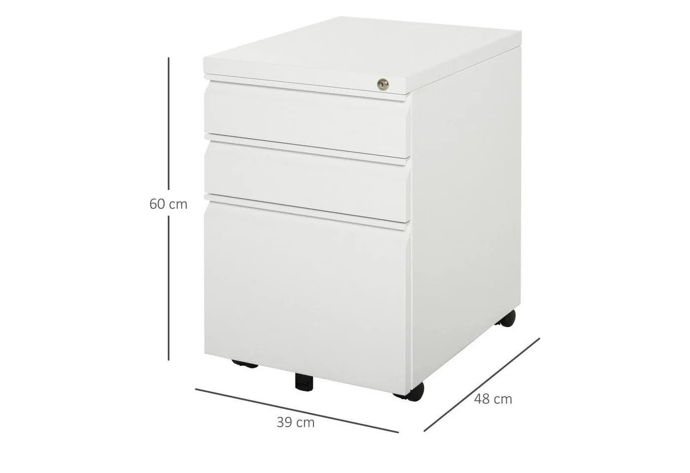 Vinsetto Rollcontainer Büroschrank 3 Schubladen Weiß - Bild 3