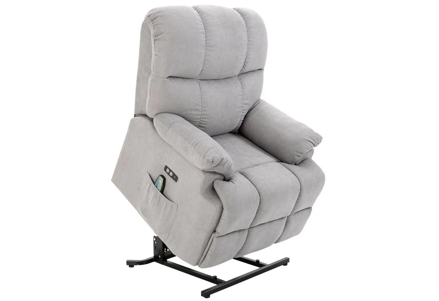 HOMCOM Massagesessel Grau mit Aufstehhilfe und 8 Massagepunkten