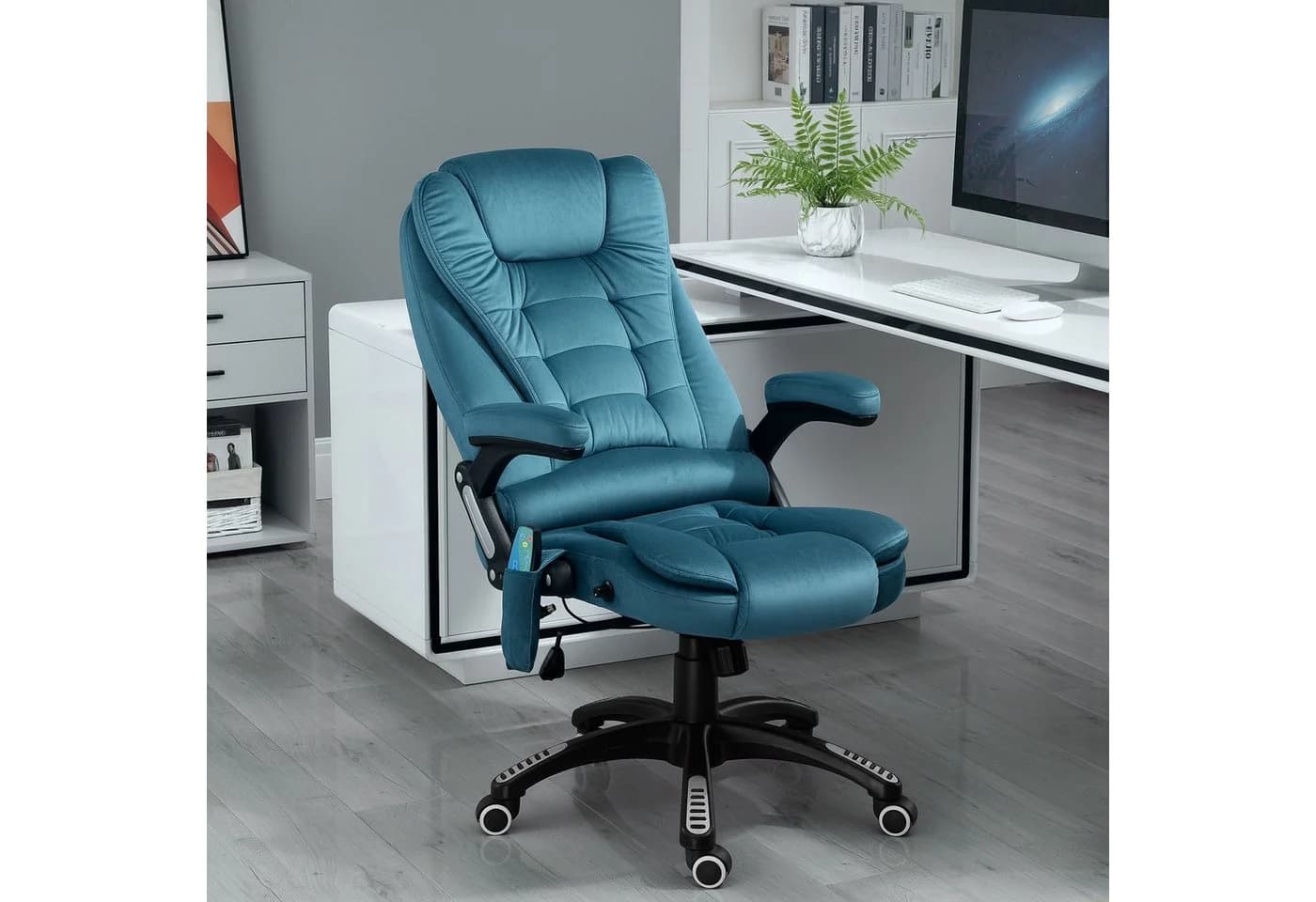 Vinsetto Bürostuhl mit Massage- und Wärmefunktion, Blau - Bild 2