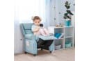 HOMCOM Kindersessel mit Fußstütze Blau Leinen Bild 2