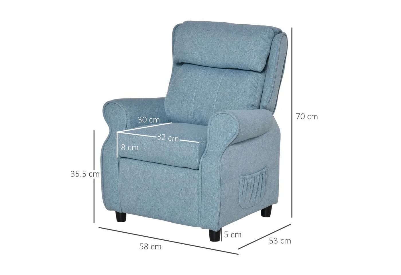 HOMCOM Kindersessel mit Fußstütze Blau Leinen - Bild 3