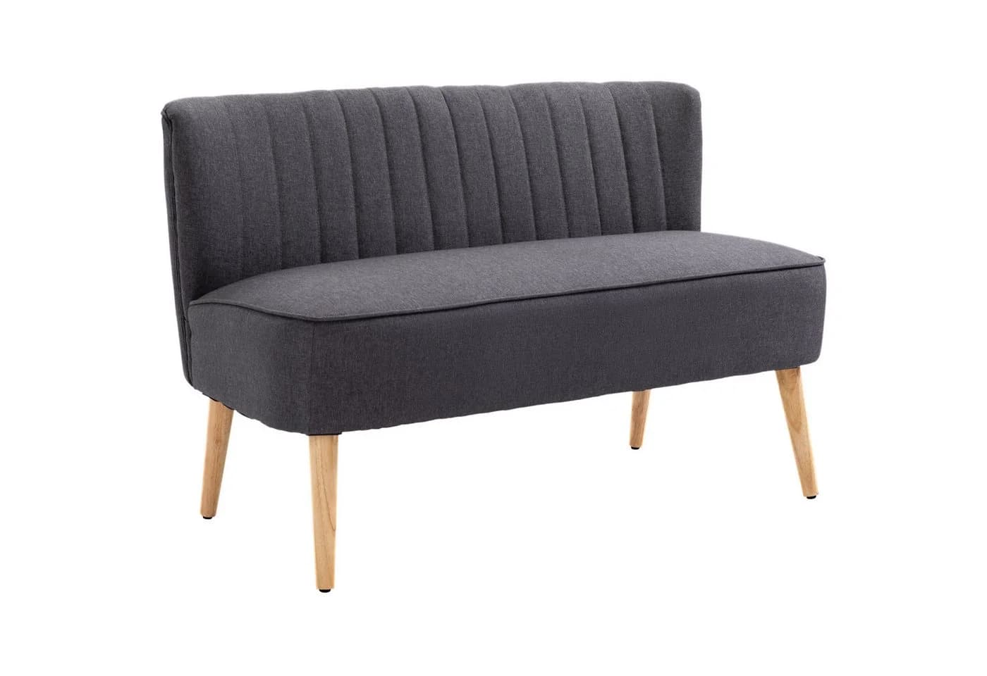 HOMCOM 2-Sitzer Sofa Dunkelgrau Leinen-Optik Holzrahmen